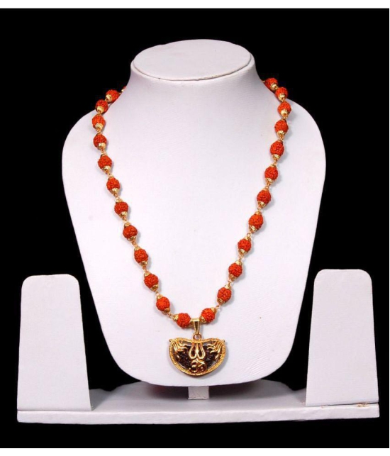 PAYSTORE Gold Plated 1 Face Rudraksha Om Trishul  Emerged With 5 Face Covering Mala with Pendant  for Men/Women - None