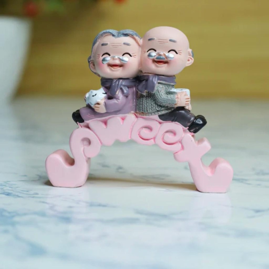 Miniature Sweet Old Couple Sitting Decor