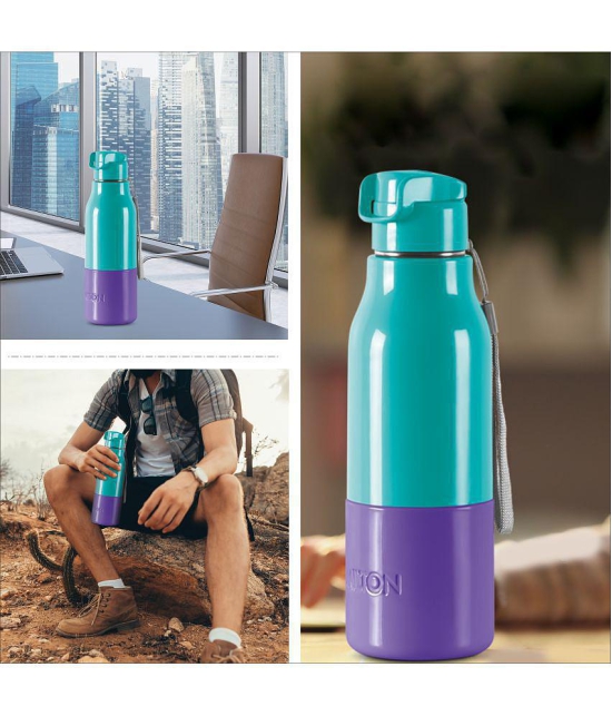 Milton Steel Sprint 600 Insulated Inner Stainless Steel Water Bottle, 510 ml, Aqua Green | Hot or Cold | Easy Grip | Leak Proof | Kids School Bottle | Office | Gym | Hiking | Treking | Trave