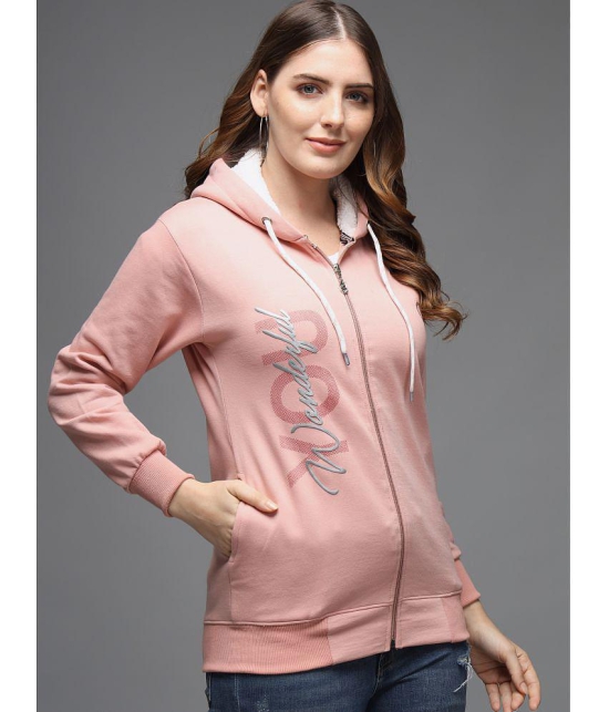 eWools.in Cotton Blend Women''s Hooded Sweatshirt ( Pink ) - None