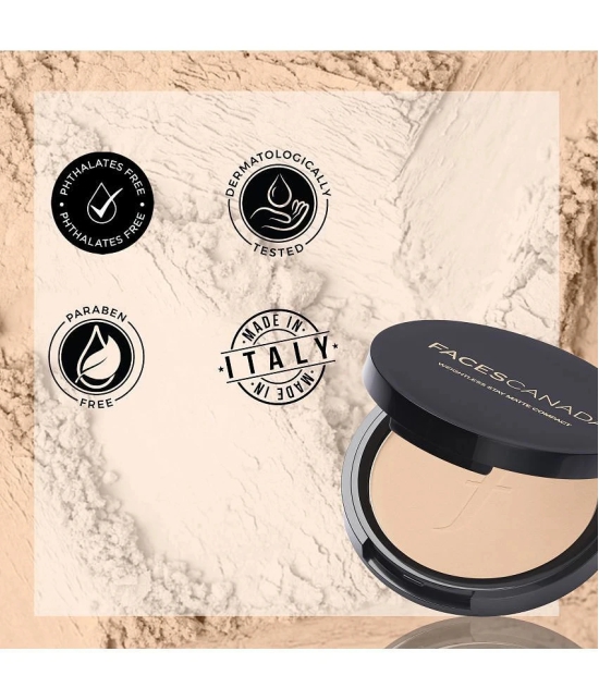 FACES CANADA Weightless Stay Matte Finish Compact Powder-Sand,9g | Pressed Powder For All Skin Types