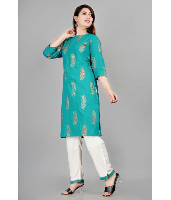 Smien - Turquoise Straight Rayon Women's Stitched Salwar Suit ( Pack of 1 ) - None