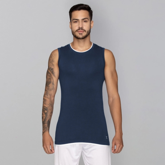 Activo Combed Cotton Gym Vest Estate Blue XXL