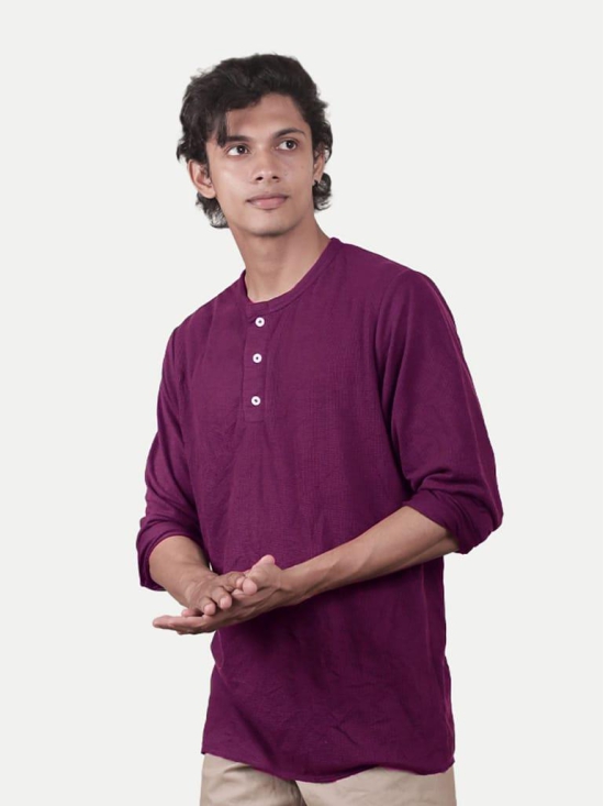 Men purple Cotton Casual Loose T-Shirt