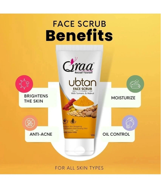 Qraa Ubtan Kit -For Glow And Brightening | Ubtan Facewash 100G, Ubtan Scrub 100G & Ubtan Pack 50G