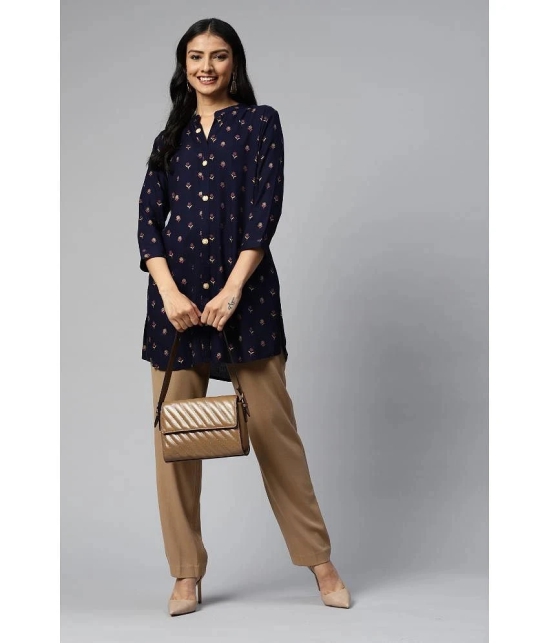 JC4U - Navy Blue Rayon Womens Straight Kurti ( Pack of 1 ) - None