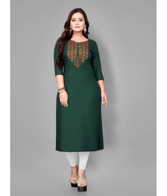 RIAANA - Green Rayon Women's Straight Kurti ( Pack of 1 ) - None