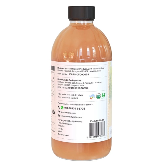 Farm Naturelle Glass Bottle Organic Apple Cider Vinegar with Mother-500 ml Along with Raw Acacia Forest Honey 250 g