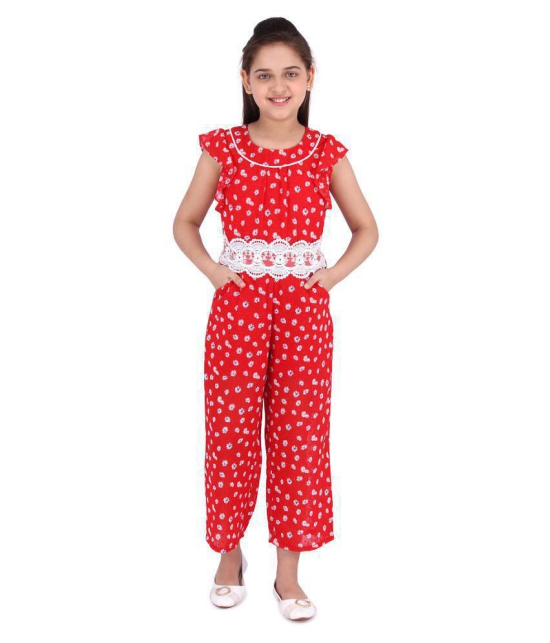 Cutecumber - Red Georgette Girls Jumpsuit ( Pack of 1 ) - None