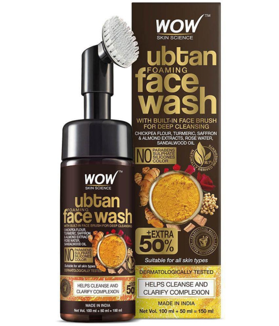 WOW Skin Science Ubtan Foaming Face Wash with Built-In Face Brush for deep cleansing No Parabens, Sulphate, Silicones & Color - 100mL