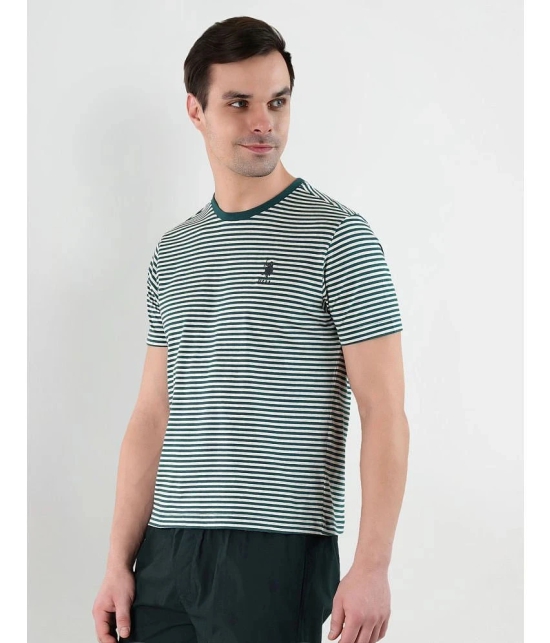 U.S. Polo Assn. Cotton Regular Fit Striped Half Sleeves Mens T-Shirt - Dark Green ( Pack of 1 ) - None