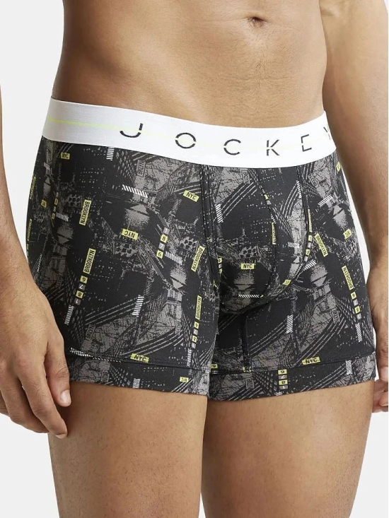 Jockey NY02 Men Super Combed Cotton Elastane Printed Trunk - Black - None