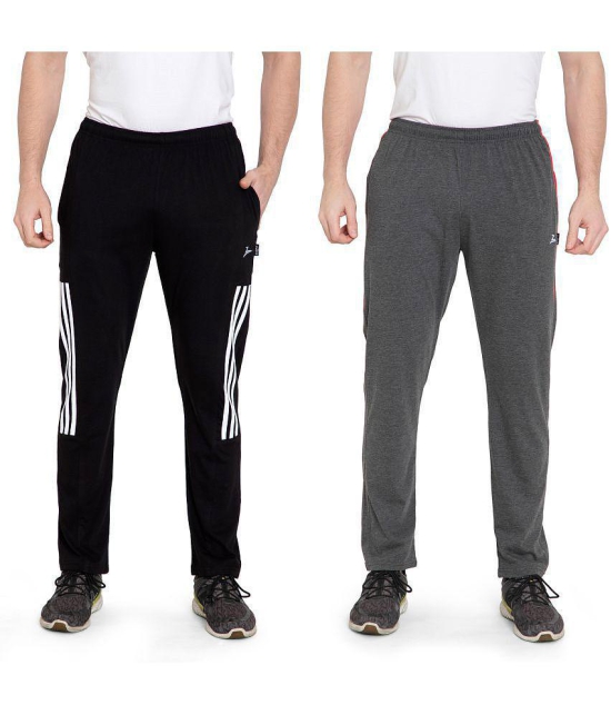 Zeffit Solid, Striped Men Black, Grey Track Pants (Pack Of 2 ) - 2XL