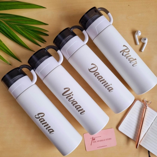 Personalized Insulated Bottle With Cup - COD Not Applicable-White