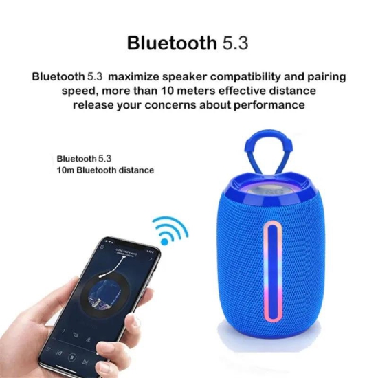 T&G TG653 TWS Portable Bluetooth Speaker LED Light Outdoor Wireless Stereo Subwoofer-Blue