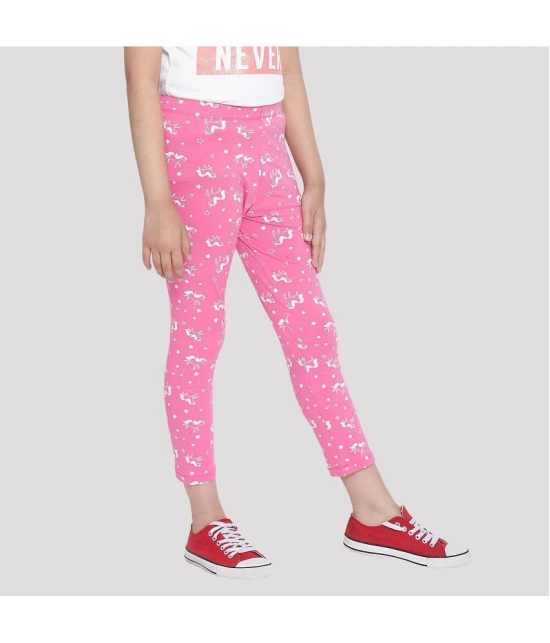 Ariel - Pink Cotton Girls Leggings ( Pack of 2 ) - None