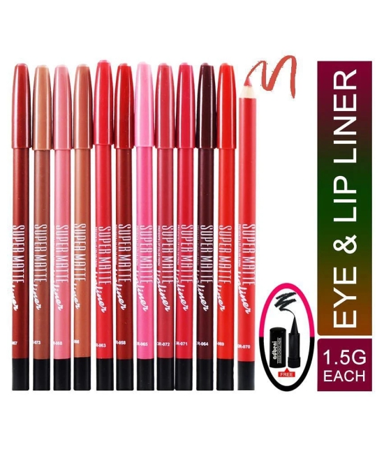 MN Super Matte 12PCs Lip Liner Pencil 12 1.5 gm