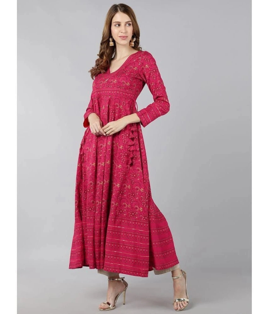 KIPEK - Pink Rayon Womens Anarkali Kurti ( Pack of 1 ) - None