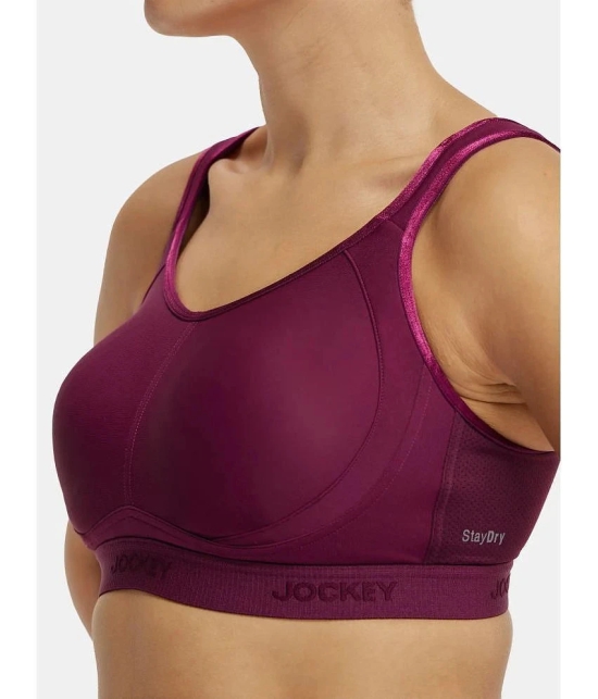 Jockey MI11 Wirefree Non Padded Microfiber Elastane Full Coverage Sports Bra - Grape Wine - None