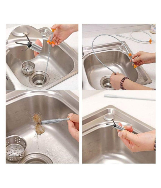 Stainless Steel Drain Cleaner 90cm Kitchen Bath Rod Hair Drain Pipe Cleaning Spring Stick