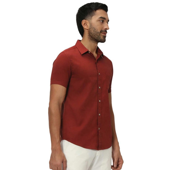 Red Textured Plain Dobby Shirt