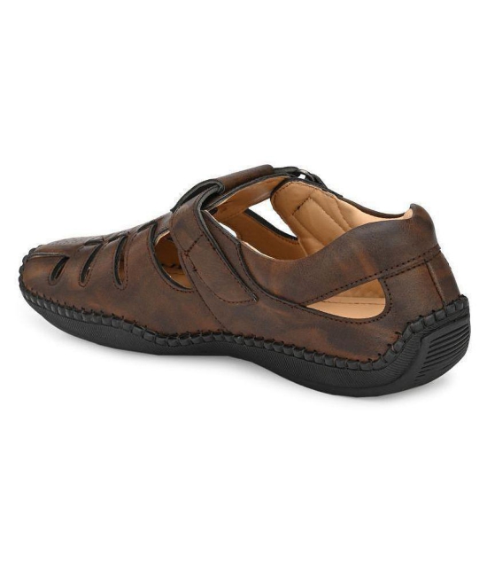 SHENCES Brown Faux Leather Sandals - 7