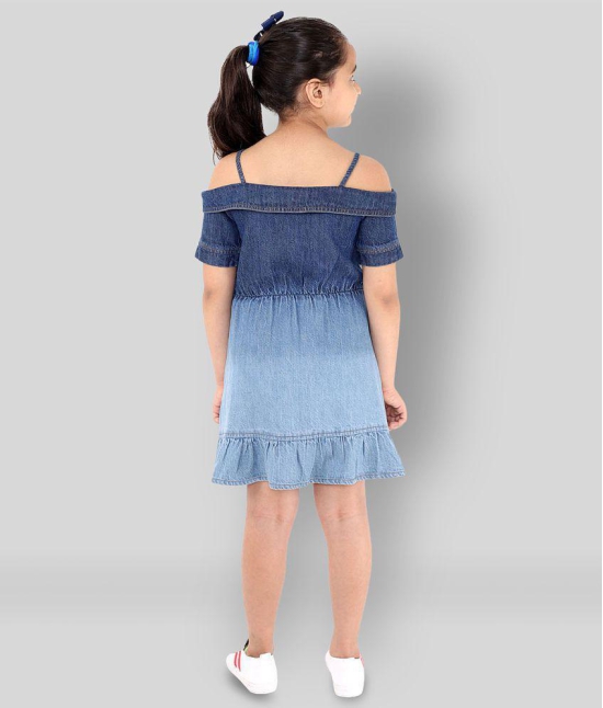 Naughty Ninos - Blue Denim Girl's A-line Dress ( Pack of 1 ) - None