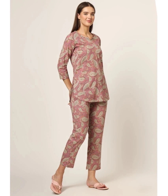 Divena Pink Cotton Womens Nightwear Nightsuit Sets ( Pack of 1 ) - None