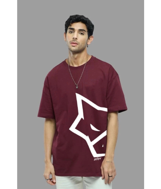 Leotude - Maroon Cotton Blend Oversized Fit Mens T-Shirt ( Pack of 1 ) - None