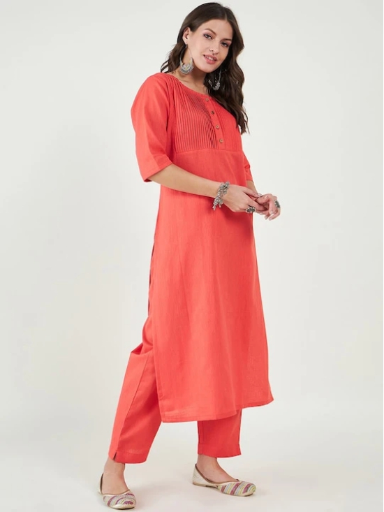 Yoke Design Pleated Pure Cotton Kurta With Trouser