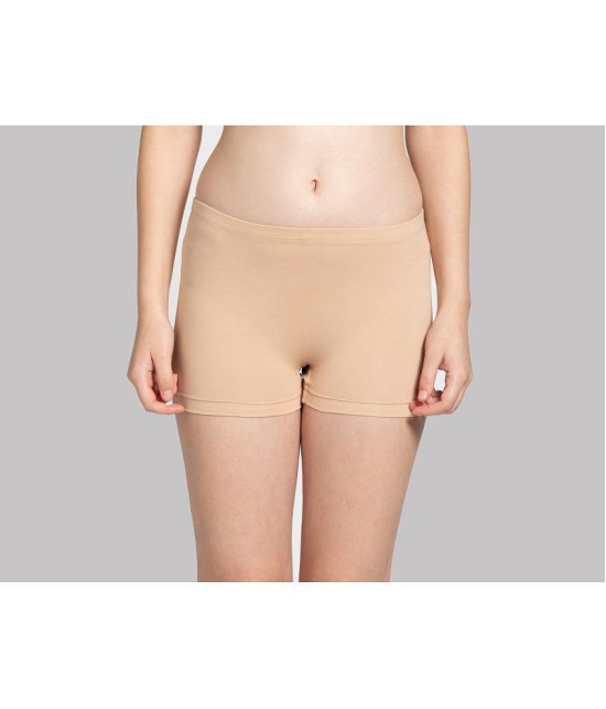 Tkeshto - Tan Cotton Lycra Solid Women's Boy Shorts ( Pack of 2 ) - None