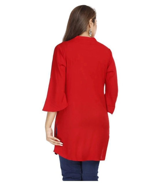 HIGHLIGHT FASHION EXPORT - Red Rayon Womens Straight Kurti ( Pack of 1 ) - L