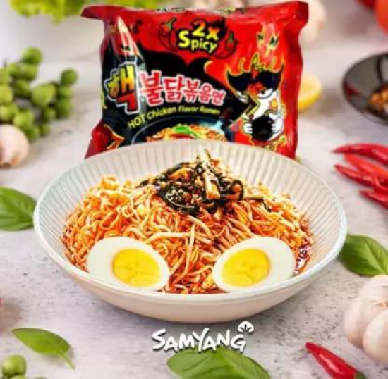 Samyang 2x Spicy & Stir Fried Hot Chicken Flavour Ramen Instant Korean Noodles Non-vegetarian  (2 x 140 g)