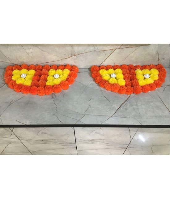 thrifkart Orange Paper Rangoli - Pack of 4