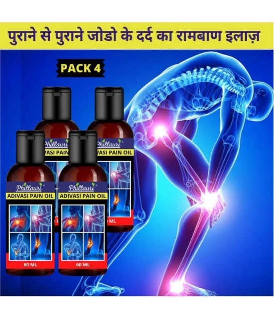 Phillauri Adivasi Pain Oil - Pain relief Oil - Joint Pain Relief Oil Ayurvedic Joint Pain Massage Oil Liquid 60ml - Pack 4