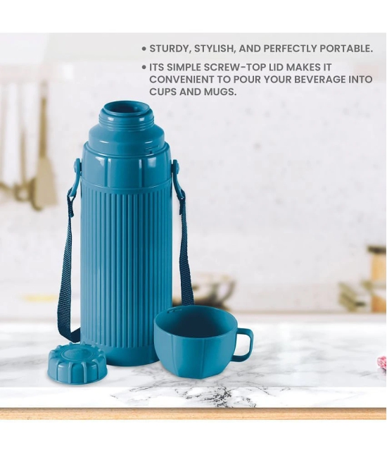 Milton Precious 1000 Plastic Insulated Flask, 910 ml, Capri Blue | BPA Free | Food Grade | Odour Free | Easy Grip | Easy to Carry| Light Weight | School | Kids | Picnic - Blue