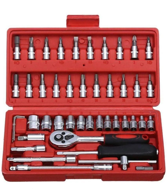 46 in 1 Pcs Tool Kit & Screwdriver and Socket Set Multi Purpose Tool Case (Color May Vary)