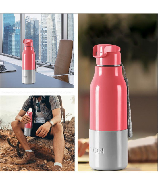 Milton Steel Sprint 600 Insulated Inner Stainless Steel Water Bottle, 510 ml, Pink | Hot or Cold | Easy Grip | Leak Proof | Kids School Bottle | Office | Gym | Hiking | Treking | Travel Bott