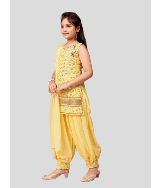 Aarika Yellow Georgette Girls Patiala Kurta Set ( Pack of 1 ) - None