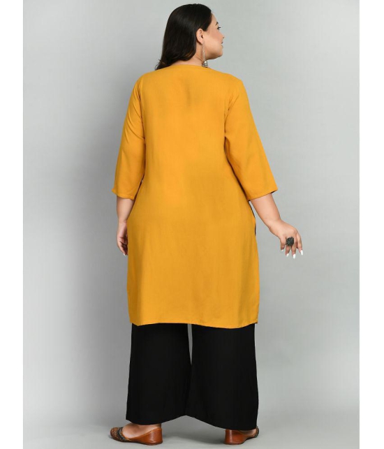 PrettyPlus by Desinoor - Mustard Rayon Womens Straight Kurti ( Pack of 1 ) - None