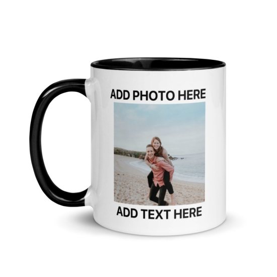 Personalized Photo/Text Coffee Mug-Black and White