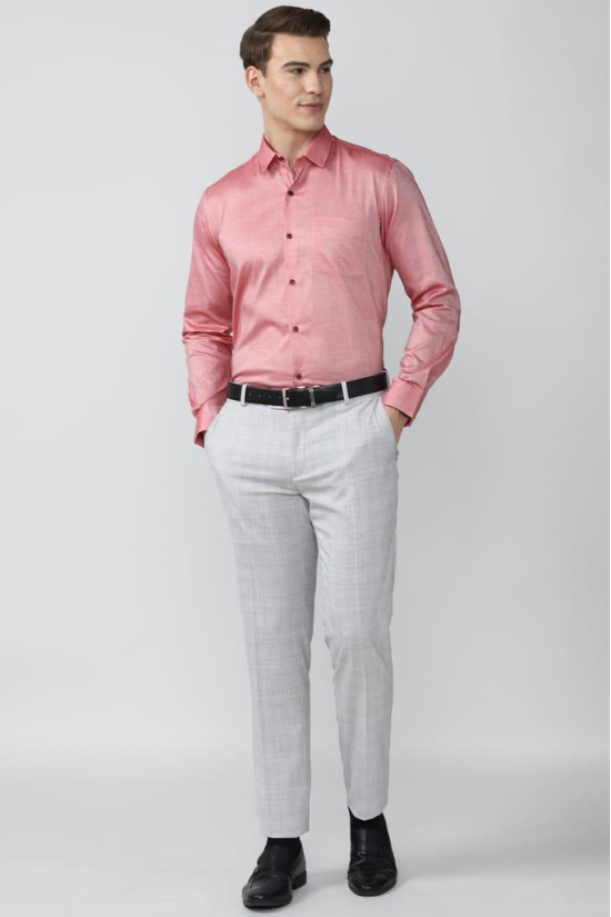 Men Pink Regular Fit Formal Full Sleeves Formal Shirt