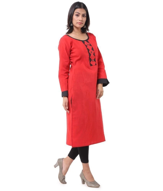 DESHBANDHU DBK - Red Cotton Womens Straight Kurti - None