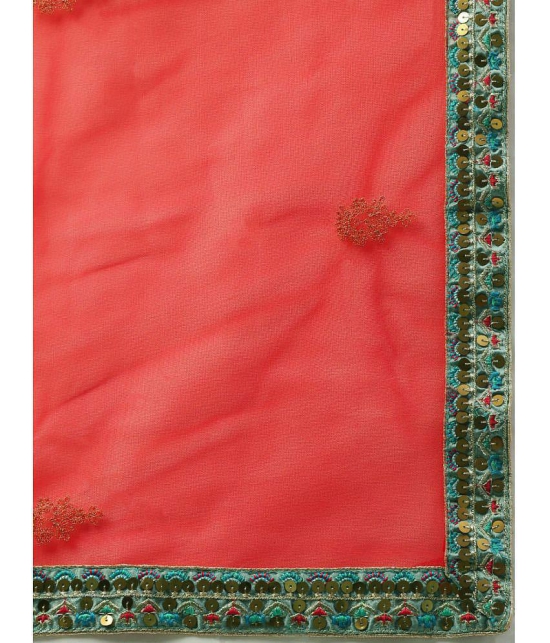 Om Shantam Sarees Green,Pink Silk Blends Chaniya Choli Semi Stitched Lehenga Single - Free Size