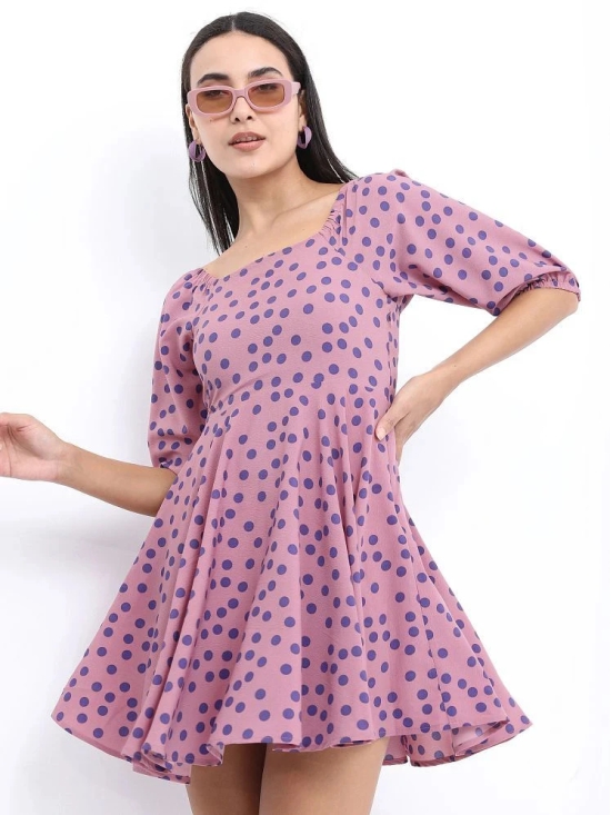 Ketch Polyester Printed Mini Womens Fit & Flare Dress - Pink ( Pack of 1 ) - None