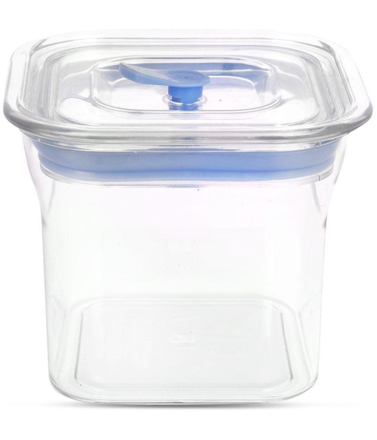 HomePro Fabio Airtight Transparent storage Plastic container pack of 6, Square, 600ml, Blue - Blue