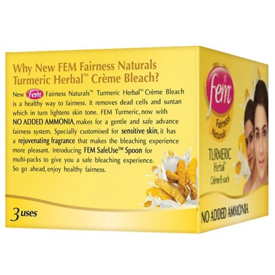 Fem Fairness Naturals Crème Bleach - Turmeric Herbal, No Added Ammonia, 24 g