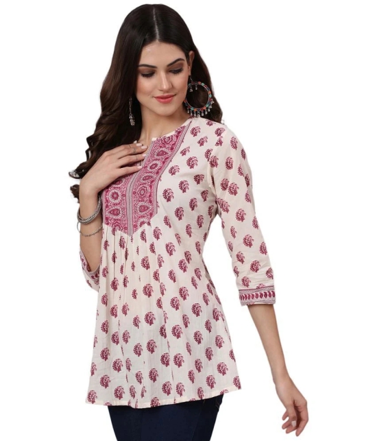 Antaran Cotton Printed Straight Womens Kurti - Off White ( Pack of 1 ) - None