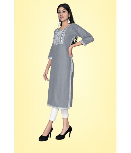 Kapadia - Grey Rayon Womens Straight Kurti ( Pack of 1 ) - None