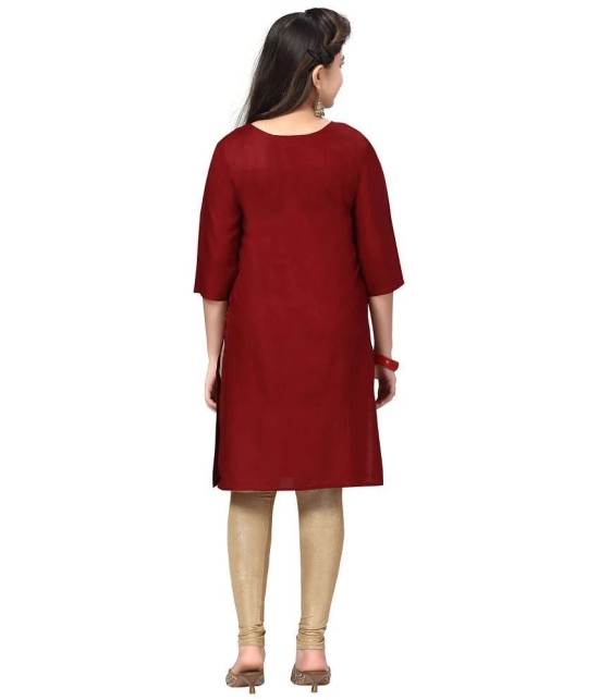 Aarika Girls Cotton Kurti ( Pack of 1 , Maroon ) - None